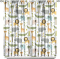 Nursery Safari Animals Window Curtains,Cartoon Woodland Jungle Forest Lion Elephant Giraffe Printed Pattern Blackout Drapes for Living Room Baby Boy Kids Bedroom 72x63in