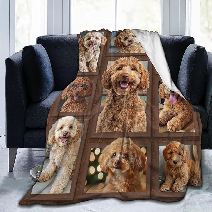 Golden Doodle Blanket Goldendoodle Decor Throw Blanket Super Soft Flannel Lightweight Fluffy Plush Cozy Fuzzy Fleece Gifts Blanket for Dog Lover Women Girls Boys Adults for Bed Sofa 40"X50"