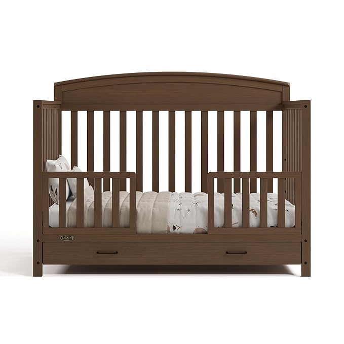 Graco Benton 5-in-1 Convertible Crib with Drawer (Hazelnut) – GREENGUARD Gold Certified, Converts from Baby Crib to Toddler Bed, Daybed and Full-Size Bed, Full-Size Nursery Storage Drawer