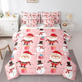 Feelyou Christmas Bed in a Bag Merry Christmas Snowman Comforter Set with Sheets for Kids Boys Girls Decor Santa Claus Bed Set Kawaii Pink Bedding Set Bedroom Collection Queen Size