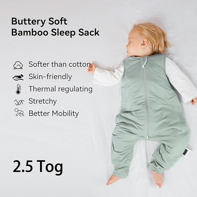 BubblePanda Rayon Made From Bamboo Toddler Sleep Sack with Feet 24-36 Months 2.5 Tog Winter Ultra Soft Warm Baby Sleep Bag Walker 2t-3t Quilted Thick Wearable Blanket with Legs 2-Way Zipper