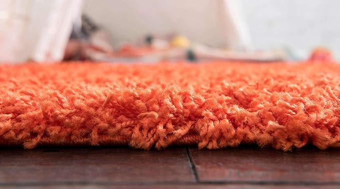 Unique Loom Solid Shag Collection Area Rug (8' x 11' Rectangle, Tiger Orange)