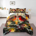 Feelyou Merry Christmas Kids Comforter Set Queen Size Cardinal Bedding Set Winter Bird Duvet Quilt for Kids Boys Girls Bedroom Red Berries Decor Microfiber Ultra Soft Breathable