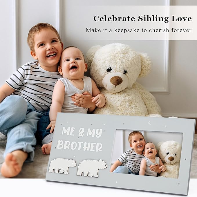 Me and My Brother Picture Frame, Sibling Keepsake Photo Frame, Baby Gift for Baby Shower for Newborn Toddler Boy, Little Sister Big Brother Gift, Little Boy Big Sister Gender Neutral Nursery Decor