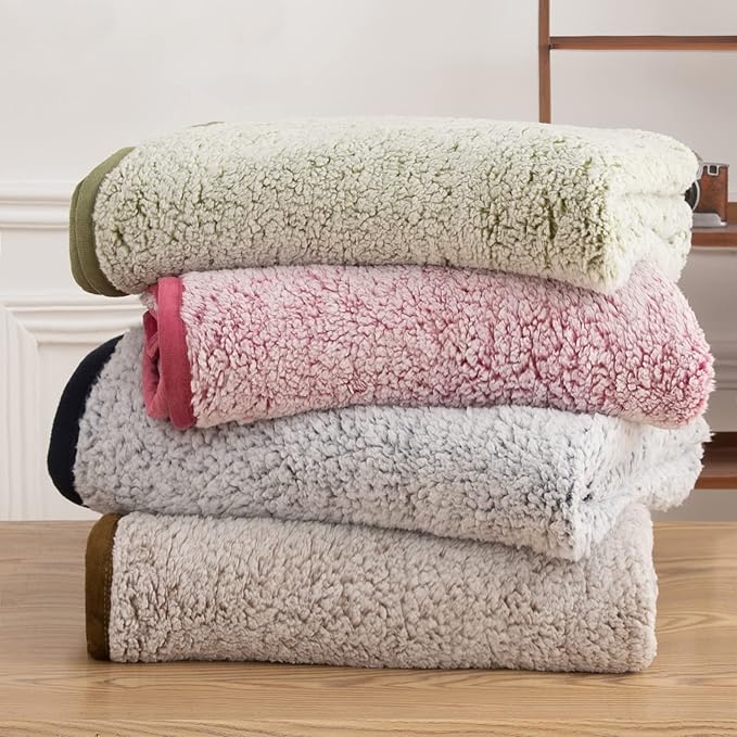 EMME Soft Sherpa Fleece Blanket Reversible Plush Fluffy Large Blanket, Light Weight Warm Decorative Boho Blanket Cover for Sofa, Couch, Bedroom,Travel(Plush Navy,108"x90")