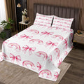 Manfei Pink Bowknot Princess Bedspread Twin Size,Rainbow Cloud Bow Tie Toddler Coverlet Set,Girls Women Room Decor,Bow Princess Tale Style Quilted Coverlet,Cartoon Dreamy Bedding Quilt,1 Pillowcase