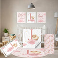 5 Piece Customized Crib Bedding Set for Baby Girls - Custom Name Baby Crib Pink Sheep Nursery Bedding Set with Soft Blanket, Fitted Sheet, Rug, Personalized Gifts for Toddler, Newborn, Infant