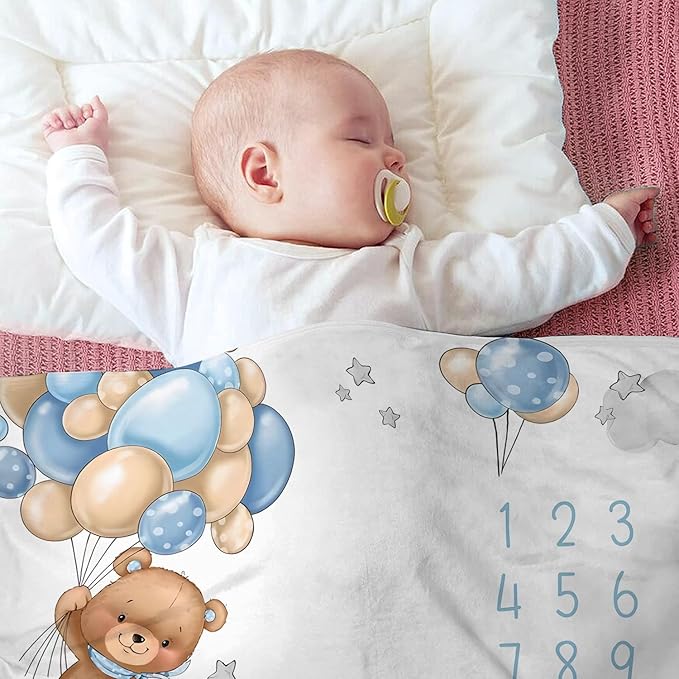 OLIVE OLIVIA Personalized Monthly Baby Milestone Blanket, Baby Months Blanket, Perfect Custom Newborn Gifts,30"x40"