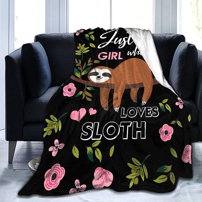 Sloth Blanket Ultra Soft Cozy Flannel Sloth Throw Blanket for Women Girls Adults Gifts 50"x40"