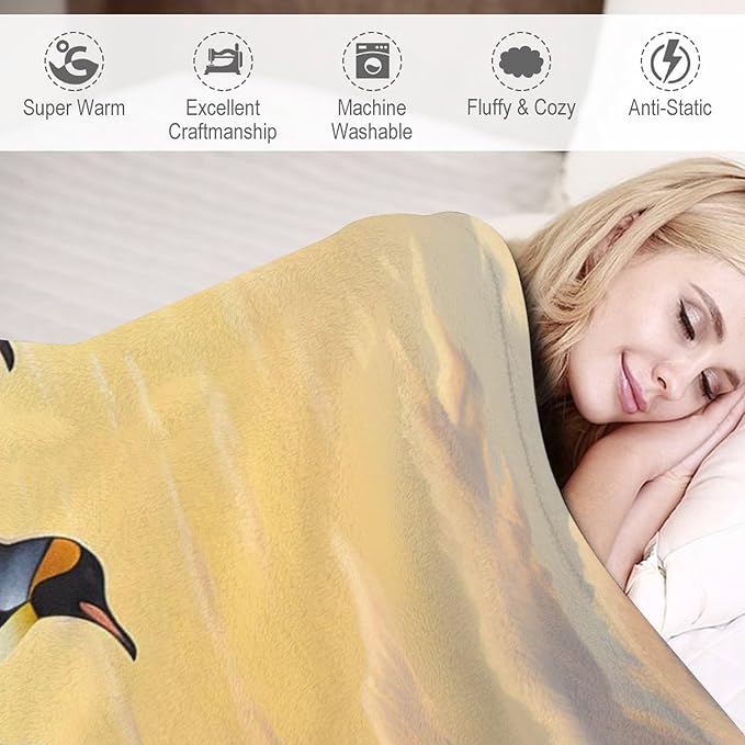 Penguin Blanket Antarctic Penguins Gifts for Girls Boys Woman Kids Penguin Lover Throw Blankets Soft Blanket Warm Fleece Flannel Plush Blankets for Bed Sofa Couch 50"x60"