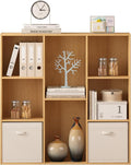 8 Cube Storage Organizer Bookshelf, Closed Back Display Bookcase, Cubby Shelf for Home Office, Living Room, Bedroom, Kids Room, Large Capacity Toy Storage, 35.98" L x 9.45" W x 35.91"H, Natural Wood