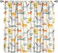 Wild Animals Curtains, Cute Cartoon Animals Zoo with Lion Zebra Crocodile Cat and Giraffe Tropical Jungle Plant Print Window Treatments for Kids Boys Girls Bedroom Living Room 63x63in