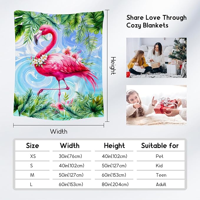 Girls Blanket Flamingo Blankets Gifts - Flannel Soft Throws for Room Decor/Bed - 50"x60"