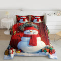 Feelyou Merry Christmas Kids Comforter Set Queen Size Cute Snowman Bedding Set Duvet Quilt for Kids Boys Girls Bedroom Snowflake Decor Microfiber Ultra Soft Breathable