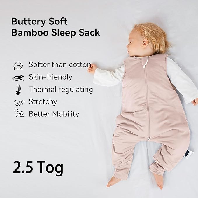 BubblePanda Rayon Made From Bamboo Toddler Sleep Sack with Feet 6-12 Months 2.5 Tog Winter Ultra Soft Warm Baby Sleep Bag Walker Quilted Thick Wearable Blanket with Legs 2-Way Zipper