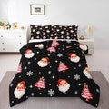 jejeloiu Kids Christmas Theme Comforter Set King Size Xmas Tree Cute Santa Claus Bow Bedding Set for Boys Girls Teens Winter Snowflake Happy New Year Duvet Quilt Room Decor