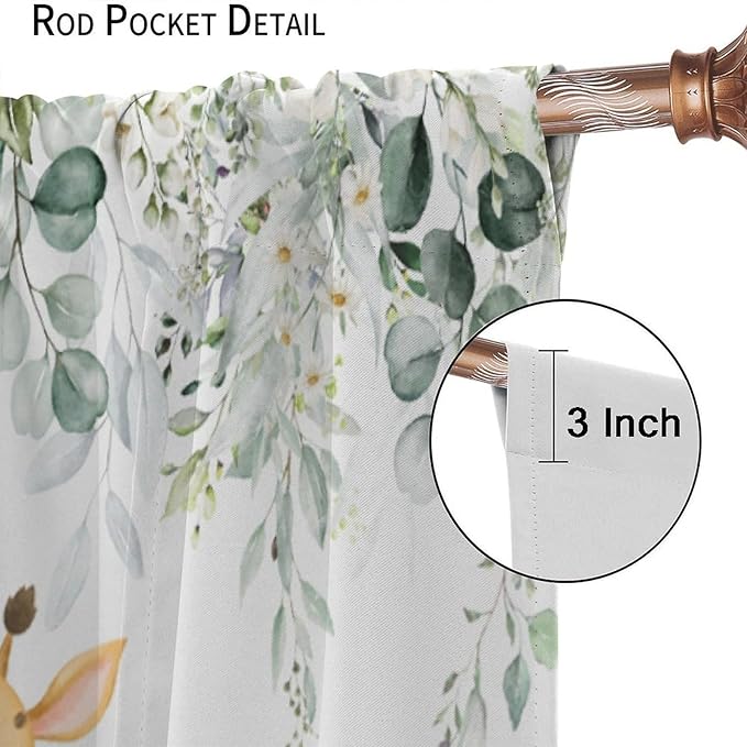 Kids Safari Animal Curtains Woodland Wildlife Jungle Animals Blackout Window Treatments for Boys Girls Bedroom Cute Cartoon Lion Nursery Children Drapes for Living Room W84xL84