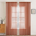 MIULEE 2 Panels Solid Color Sheer Window Curtains Elegant Window Voile Fall Panels/Drapes/Treatment for Bedroom Living Room (54X96 Inches Burnt Orange)