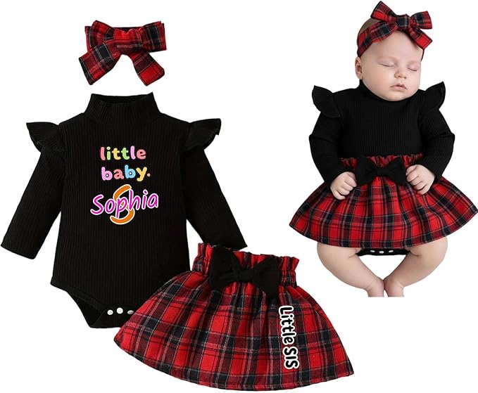 Custom Newborn Baby Girl Winter Clothes, Personalized Infant Baby Girl Bodysuit Coming Home Outfit Baby Shower Gifts