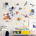 Astronaut Wall Decals Removable Peel and Stick Window Clings 2-Sheet Set with Planets, Outer Space, Rocket Boys Design for Kids Room, Nursery Classroom, Playroom Wall Decor