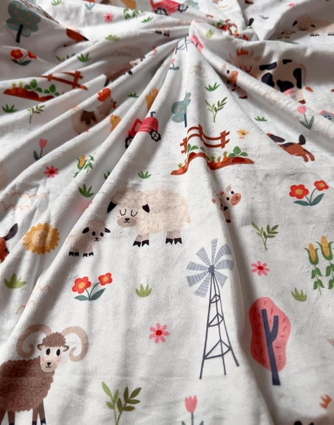 Baby Blanket for Boys Girls - Double Layer Soft Plush Minky With Dotted Backing, Toddler Newborn Shower Gift (Farm, 30 X 40 Inch)