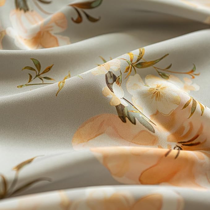 ENJOYBRIDAL Floral Curtains 96 Inches Long Living Room Bedroom Drapes Boho Dining Room Semi Sheer Farmhouse Window Curtains 2 Panels Cottage Core Cute Rod Pocket Window Treatments