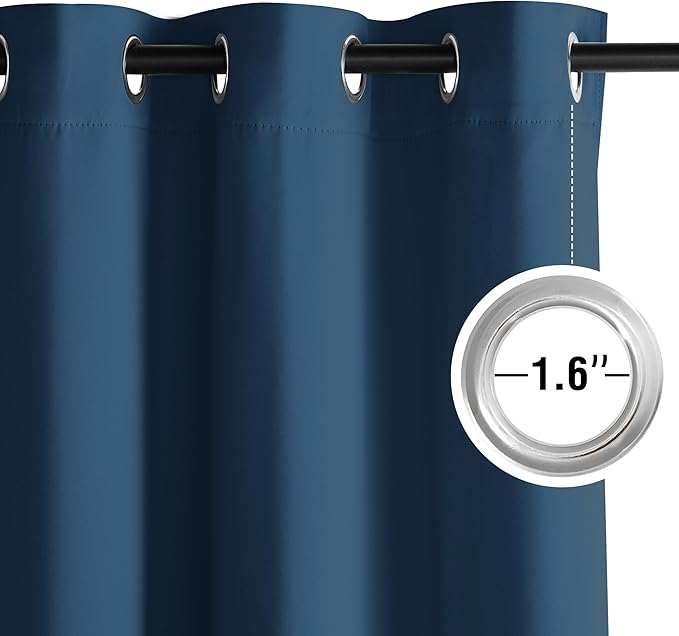 NICETOWN Morrocan Blue Room Darkening Curtains 54 Inches Long 2 Panels for Living Room, Bedroom, Nursery Summer Thermal Insulated Blackout Drapes Grommet Noise Reducing Window Curtains, W40