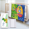 Personalized Baby Crib Bedding Set, Custom Name Submarine Pattern Nursery Bedding Set 3 Pcs, Baby Blanket Fitted Crib Sheet Changing Pad Cover, Personalized Nursery Decor Gift for Newborns Boys