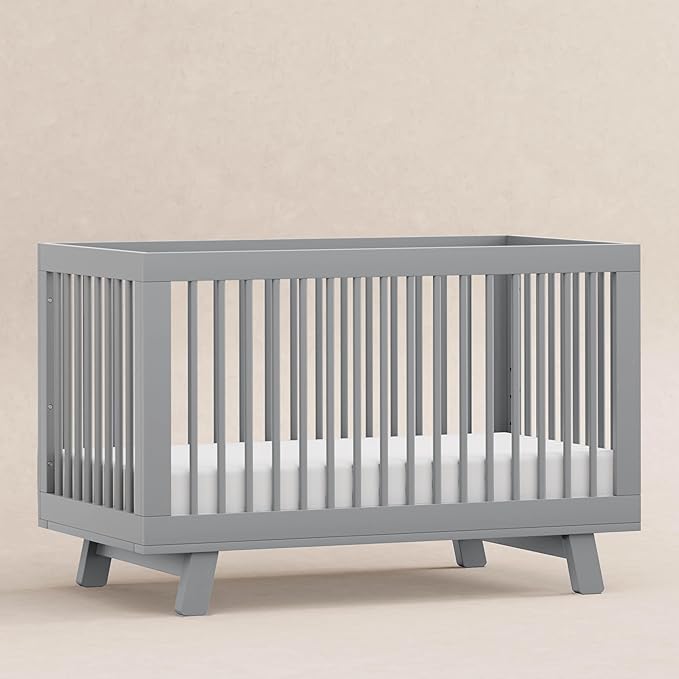 Babyletto Hudson 3-in-1 Convertible Baby Crib - GREENGUARD Gold Certified Convertible Crib to Toddler Bed & Daybed - Wooden Baby Bed with 4 Adjustable Mattress Heights - Strong & Easy Assembly - Grey