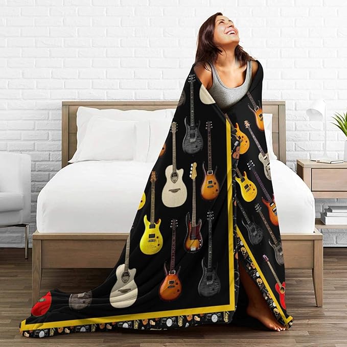 Guitar Throw Blanket - Soft, Cozy, Warm Fleece for Women & Men - Guitar Lovers Gift - 50"X40"