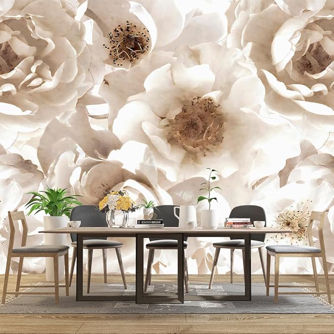 Floral wallpeper for Girls Bedroom Modern Flower Living Room Wall Mural - 91"x65"（Not Peel and Stick）