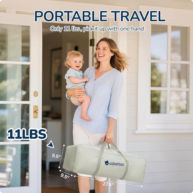 Foldable Baby Playpen,Portable Playpen for Babies and Toddler,50 * 50 Inch Kids Travel Play Pen with 4 Handlers,Carry Bag,Baby Play Yard for Indoor&Outdoor,Beige