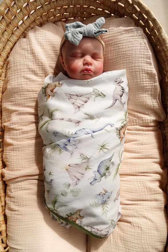 Little Jump Dinosaur Muslin Blanket Baby Quilt - Silky Soft and Breathable Crib Blanket for Daycare - Large 47" x 47" - 2 Layers Toddler Summer Blankets for Boys (Dinosaur-2)