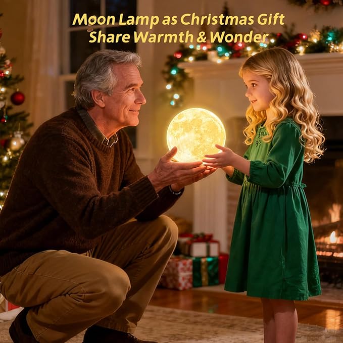 CPLA Moon Lamp Upgrade 128 Colors, Christmas Gifts for Kids Girls Boys Teens Sister Her Women, Ages 4 5 6 7 8 9 10 11 12 13 14 15 16 17 18-20 Year Old Birthday, Remote and Touch Control, 6 inch