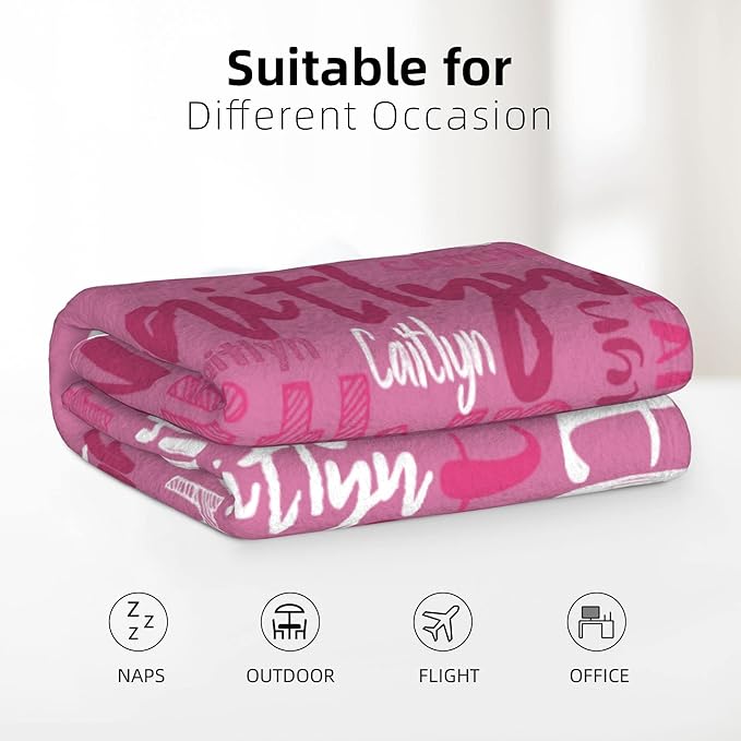 Dr.TOUGH Personalized Blankets with Name Customized Baby Blankets for Girls Boys Adults Monogrammed Blankets and Throws Christmas Birthday Mothers Fathers Valentines Day Gift (Petal Pink,60''×80'')