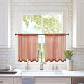 MIULEE Short Sheer Curtains 30 Inch Length for Kitchen Bathroom Cafe Half Window Treatment, Terracotta Rod Pocket Tier Fall Curtains 2 Panels 29x30 Inches Long, Burnt Orange