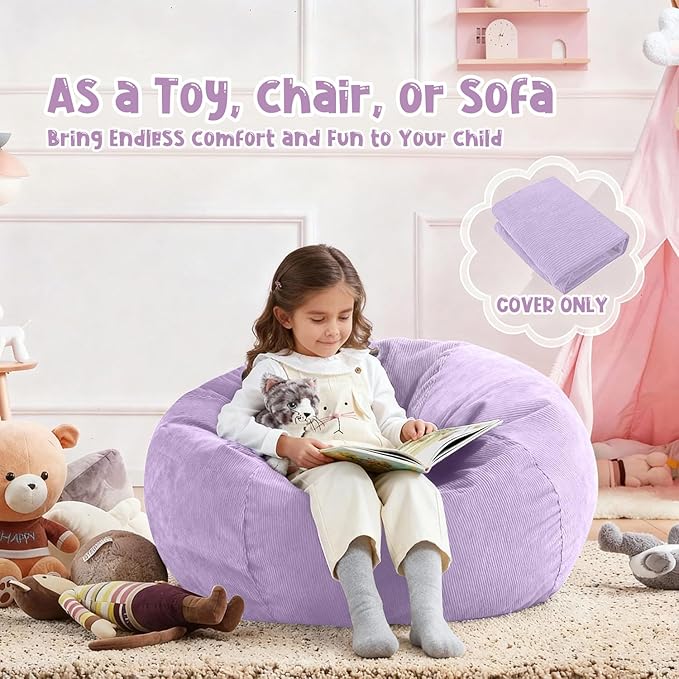 Nobildonna Bean Bag Chair Cover (No Filler) for Kids and Adults,Beanbag Stuffed Animal Storage Without Filling Plush Toys Holder and Organizer Soft Premium Corduroy 200L