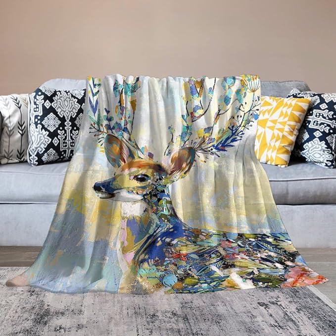 Deer Blanket Forest Deer Gifts for Girls Boys Woman Kids Hunting Lover Throw Blankets Soft Blanket Warm Fleece Flannel Plush Blankets for Bed Sofa Couch 60"x80"