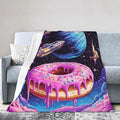 Donut Blanket Space Donut Decor Throw Blanket Super Soft Flannel Lightweight Fluffy Plush Cozy Fuzzy Fleece Food Blanket Gifts for Girl Boys Woman Man Kids Adults for Bed Sofa Couch 60"X80"