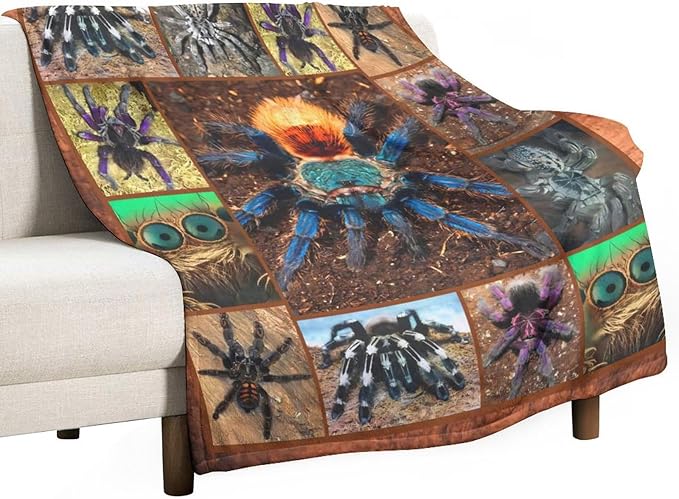 Tarantula Spider Blanket Gifts for Tarantula Lovers Tarantula Throw Blanket for Men Women Kids Adults Soft Warm Cozy Fleece Blanket for Couch Sofa Bed 50"x60"