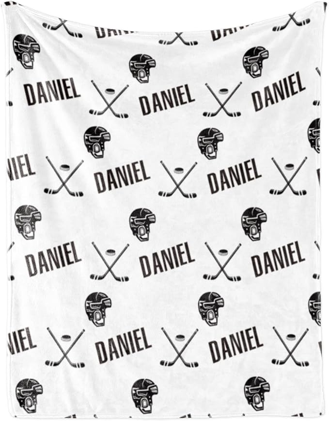 Custom Hockey Baby Name Blanket: Personalized Baby Essentials for Boys and Girls - Birthday Gift for Hockeys Lovers - Soft Fluffy Warm Skin Blankets 60x80inch