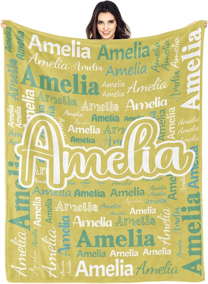 Dr.TOUGH Personalized Blanket for Adult Kids with Name Customized Blankets Personalized Throw Blanket for Christmas Birthday Gifts