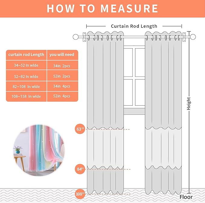 XiDi Curtains for Girls Bedroom, Girls Room Decro Blackout Curtains for Kids Room, Colorful Rainbow Curtains, Unicorn Wall Decor Ombre Curtains, Princess Curtains 72 Inches Long Pink/Blue