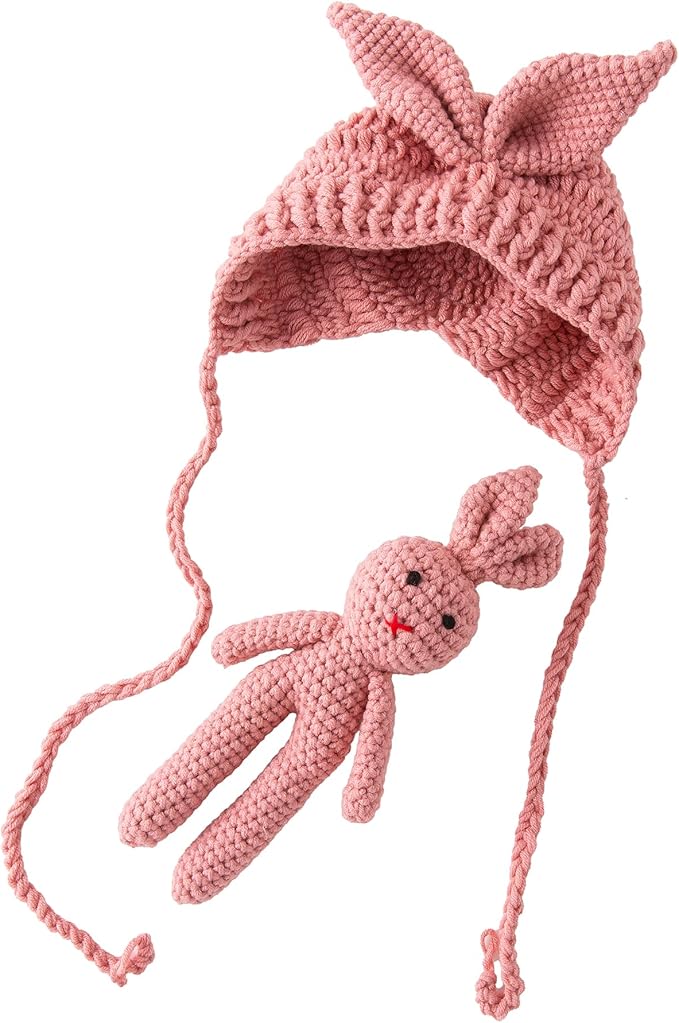 Jastore Infant Newborn Photography Prop Photo Crochet Boys Girls Knit Toy Rabbit Hats