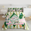 jejeloiu Christmas Nutcracker Comforter Set Full Size Gingerbread Man Bedding Set for Kids Boys Girls Xmas Tree Duvet Quilt Green Bedroom Decor