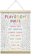 Nopoben Playroom Rules Poster Hanger Frame, Play Room Wall Decor, Playroom Wall Art With Wooden Poster Hanger, Kids Room Nursery Bedroom Classroom Decor(12x16 Inches)-23