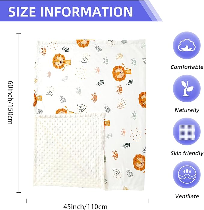 iEvolve Baby Nursery Bed Blankets Ultra Soft Double Layer Mini Blanket Minky Blanket Receiving Blankets Shower Gifts(Ballon Bear,45 * 60in)