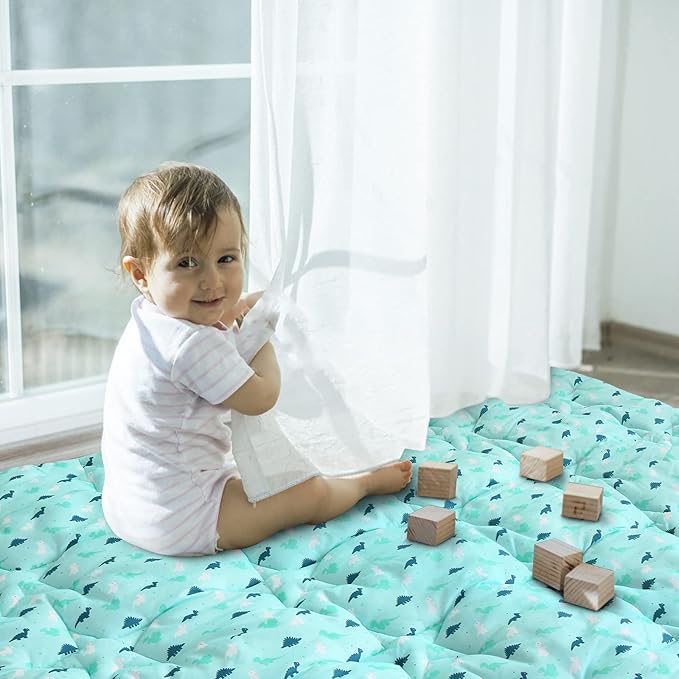 Baby Play Mats for Floor, 59x59 Inch Thicker and Larger Soft Cushioning Playmats for Babies and Toddlers, Foldable Washable Baby Playpen Mat,