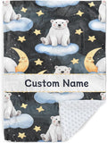 Custom Baby Blanket with Name, Double Layer Soft Dot Back Personalized Baby Blanket for Boys Girls, Polar Bear Blanket for Newborn Toddler, Customized Swaddle for Kids Birthday Gifts(60" x80)