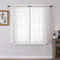 VISIONTEX White Sheer Curtains 54 Inch Length 2 Panels Set Beige Moroccan Embroidered Curtains Trellis French Textured Rod Pocket Voile Tulle Semi Window Drapes for Bedroom Living Room 54 x 54 Inches
